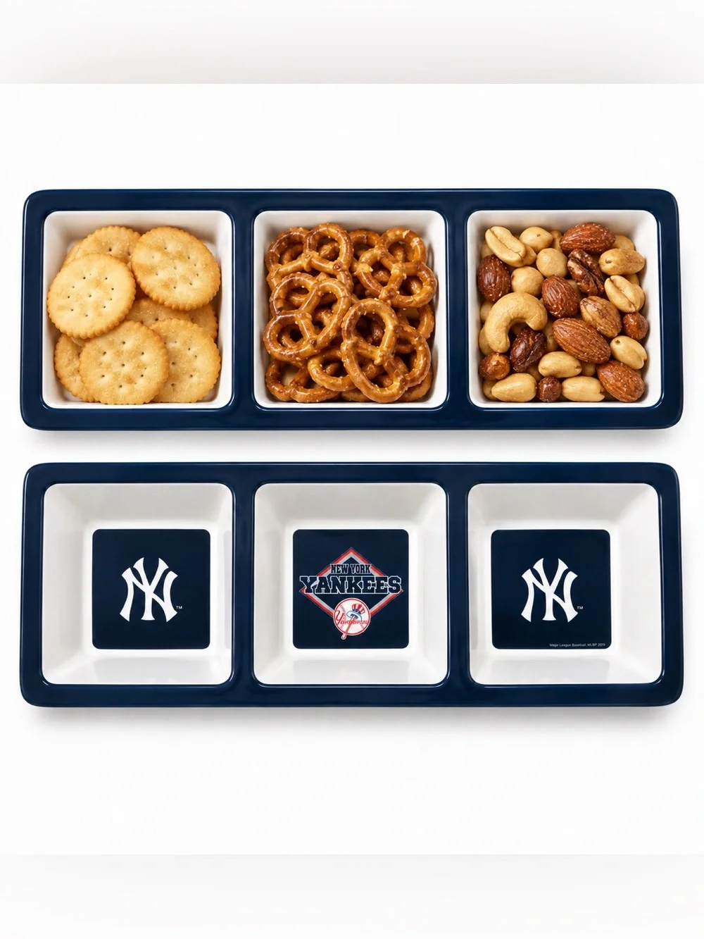 New Era Navy & White New York Yankees Triple Snack Server